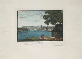 Basel altkolorierter Aquatinta von L. Rio selten