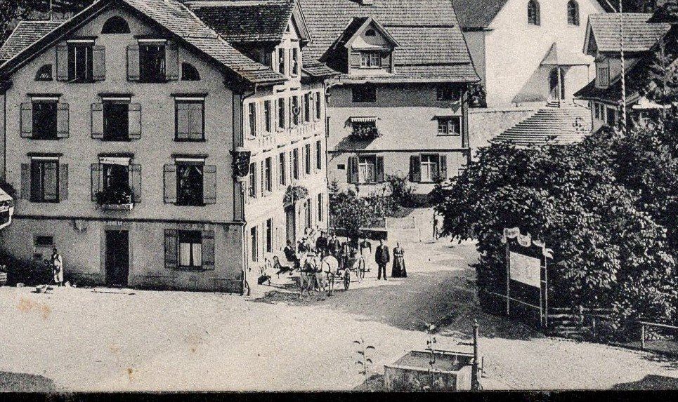 Cartoline postali: Nesslau 16.VIII.08  Dorfplatz – Usato da Aarau venduto da kufi44 1