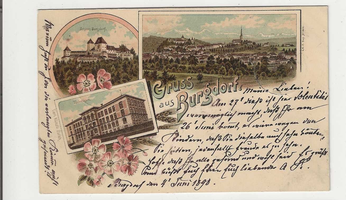 Cartoline postali: Burgdorf, Litho, 1898 – Usato da Spiez venduto da Niesen20