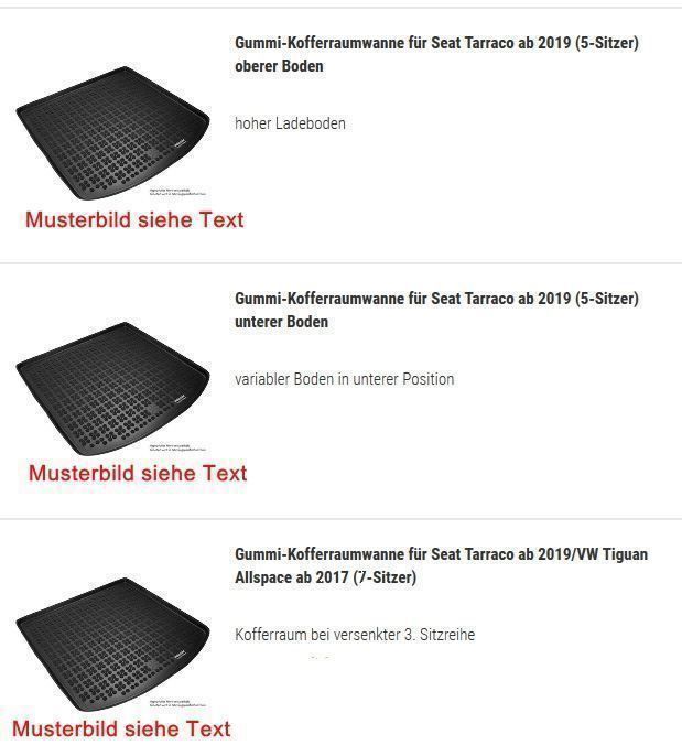 Seat Tappeti & Tappetini: 3D Kofferraumwanne Seat Tarraco 2019- – Nuovo e nell'imballaggio originale da Rielasingen-Worblingen venduto da Autogummimatten 3