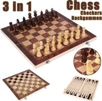 3-in-1 Schach, Dame & Backgammon, Holz Spiel 24x24
