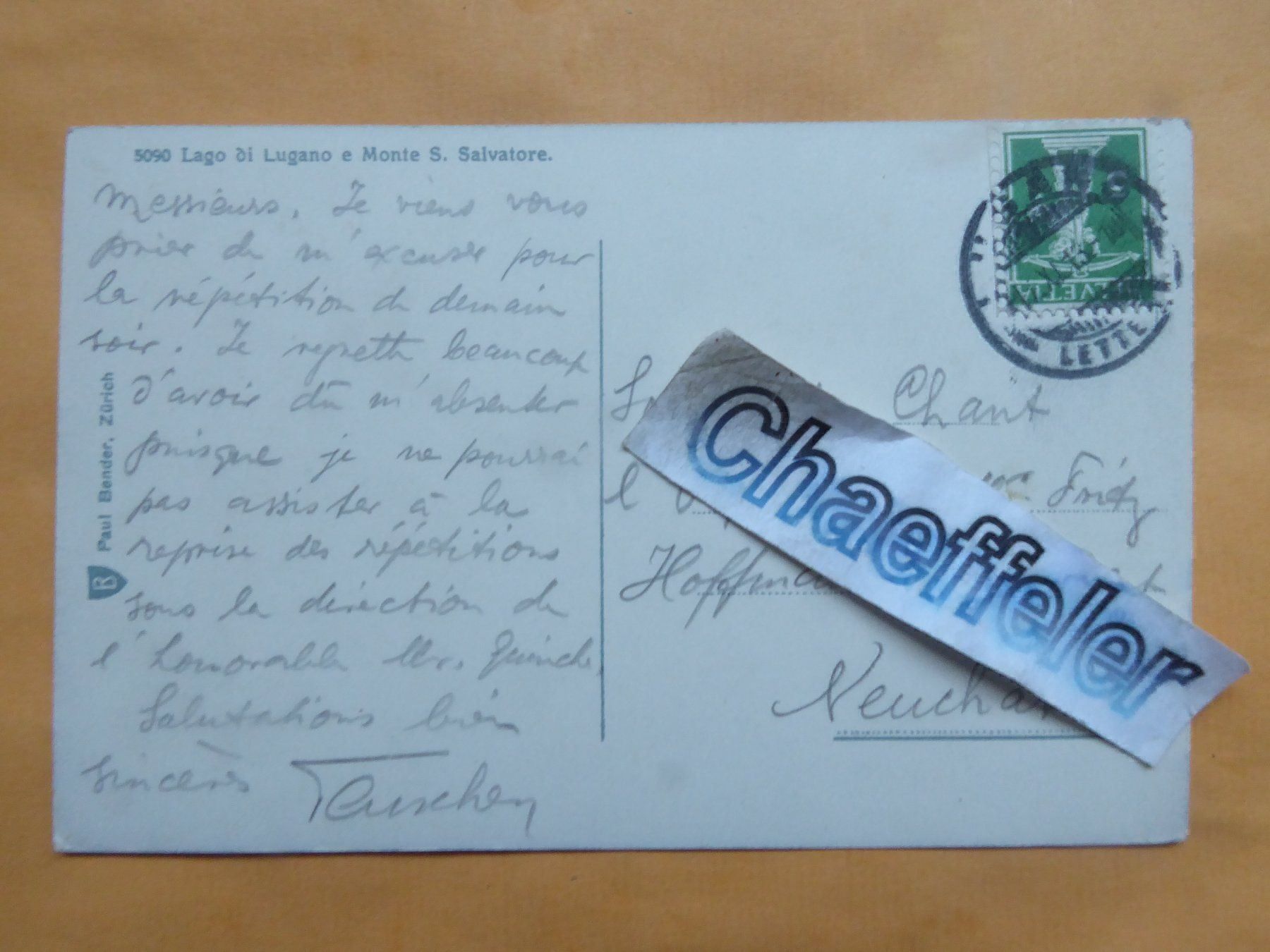Cartoline postali: 1913 Lago di Lugano e Mt. S. Salvatore – Usato da Zürich venduto da Chaeffeler 1