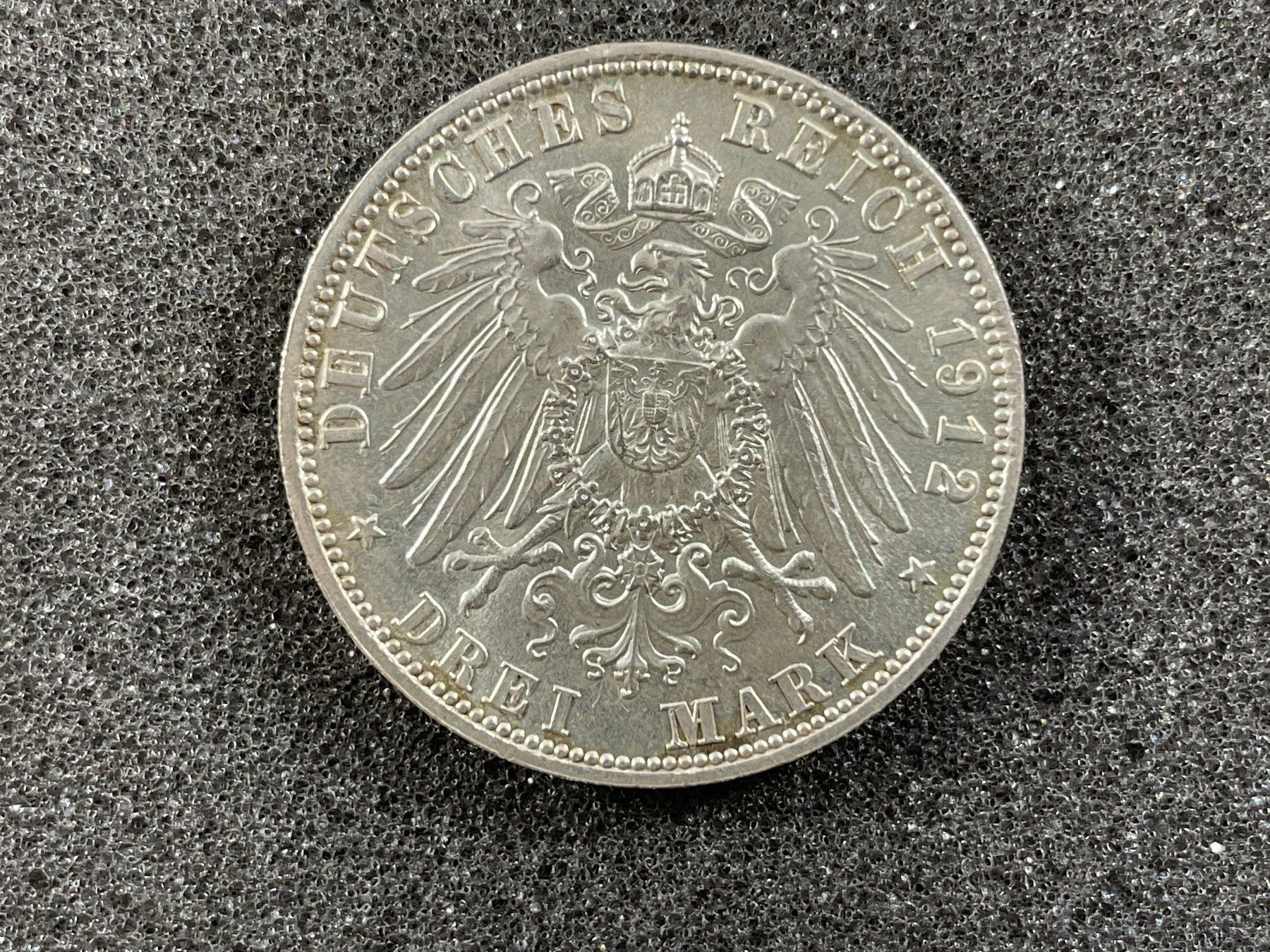 Tutti le monete: 3 Mark Silber Bayern 1912 unc. – Usato da Reitnau venduto da tb-muenzen 1
