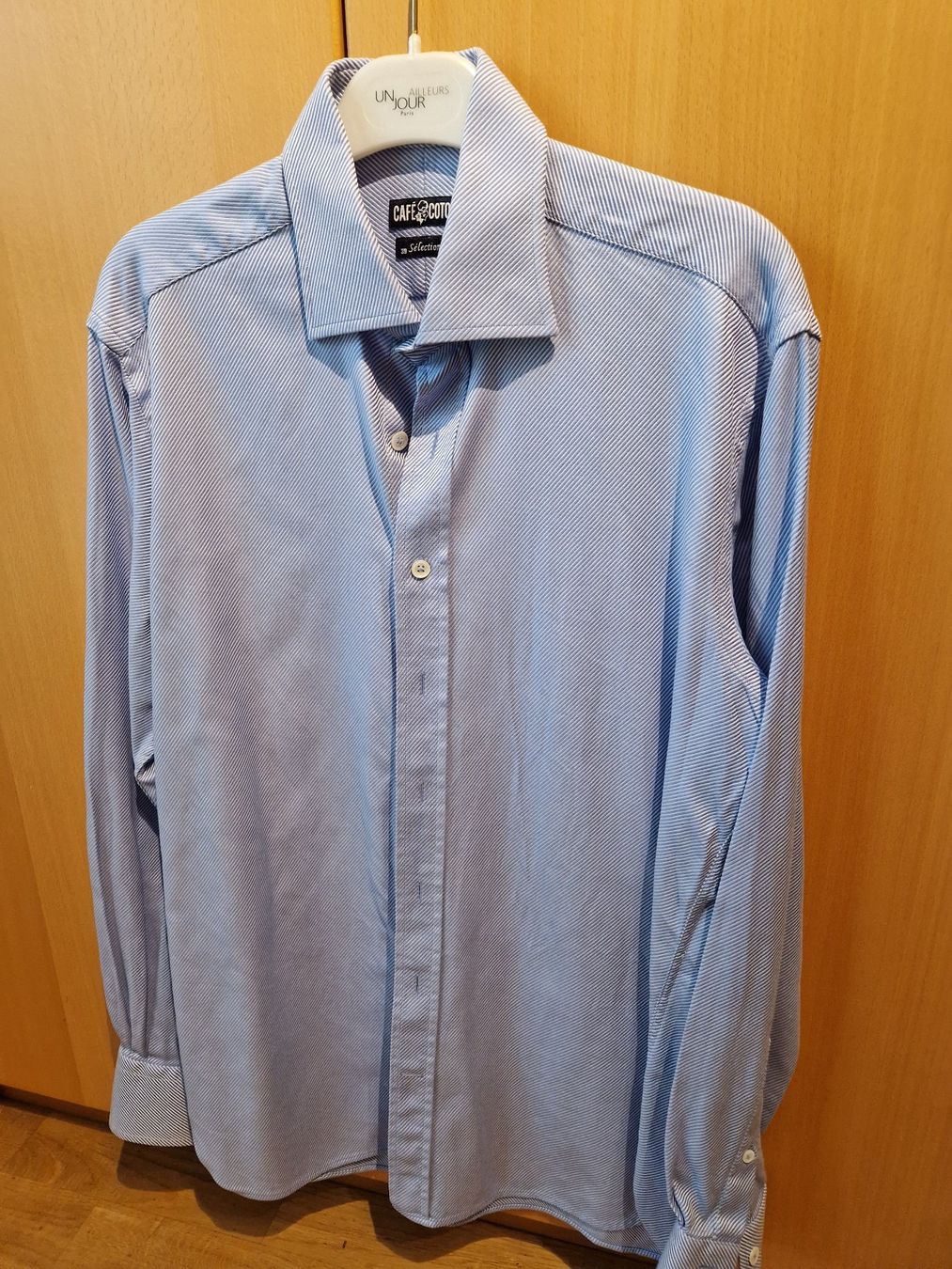 Camicie: Chemise Café Coton twill bleu – Usato da Genève venduto da Chris044