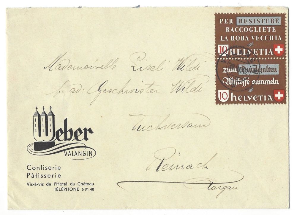tz205/No Z34 d sur lettre oblitérée . (Gebraucht) in Fleurier für CHF 5 ...