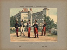 Fribourg  Militär Lithographie