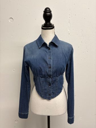 Please leichte Jeansbluse Korsett Optik blau XS