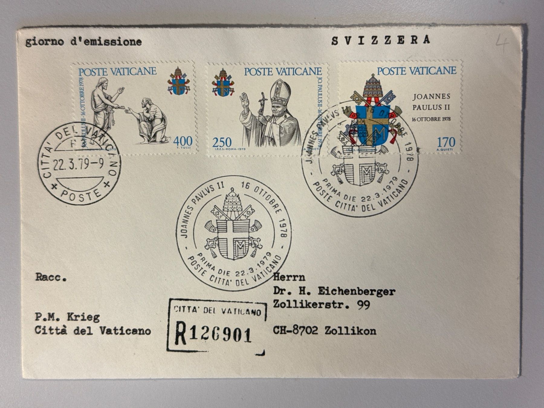 Tutti i francobolli: 1979 Brief Vatikan – Usato da Küssnacht am Rigi venduto da SUOMIMASTER