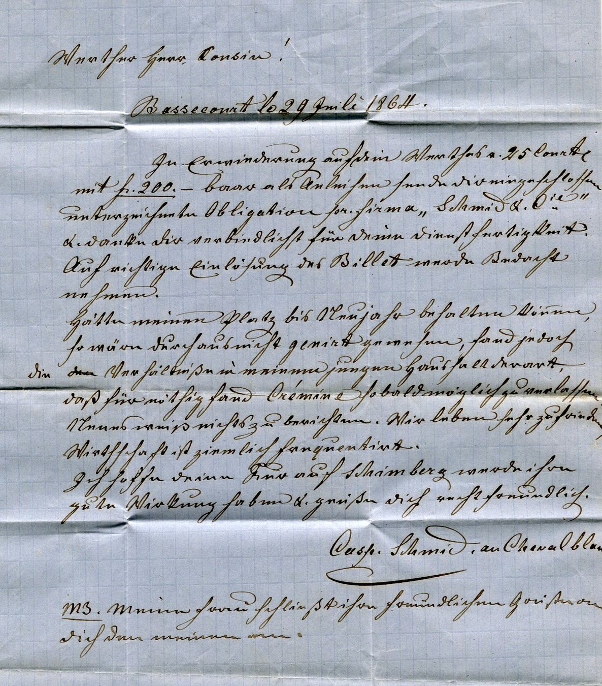 Tutti i francobolli: Faltbrief von Bassecourt nach Reiden 1864 – Usato da Opfikon venduto da Prophila 1