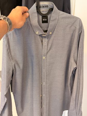 Shirt Mens Blue Checked Size L Cotton New