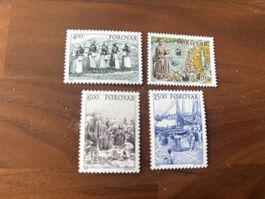 Briefmarken Färöer, 4er Set, verschiedene Werte, Top!