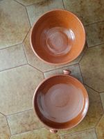 2 grosse Terrakotta-Schalen glasiert rustikal