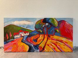 180x90/ Sara Catena/ Kunstdruck bunte LandschaftKeilrahmen