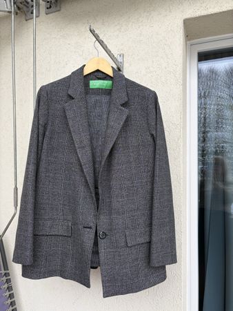 Benetton Casual Blazer, Gr. 48(lt)Top Zustand, Grau Karier