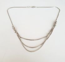 Vintage Halskette Silber 835 Dreireihig mit Ornamenten 