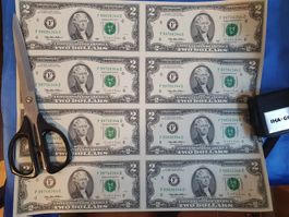 Noten Note  Banknote USA 2 Dollar Bogen 1995