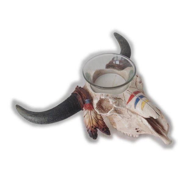 Portacandele: Teelicht-WESTERN ART-WAR SKULL – Nuovo e nell'imballaggio originale da Rupperswil venduto da big-one-sale