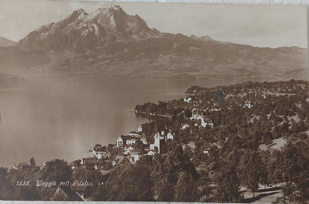 Cartoline postali: WEGGIS mit Pilatus - 1916 – Usato da Delémont venduto da Domdom1