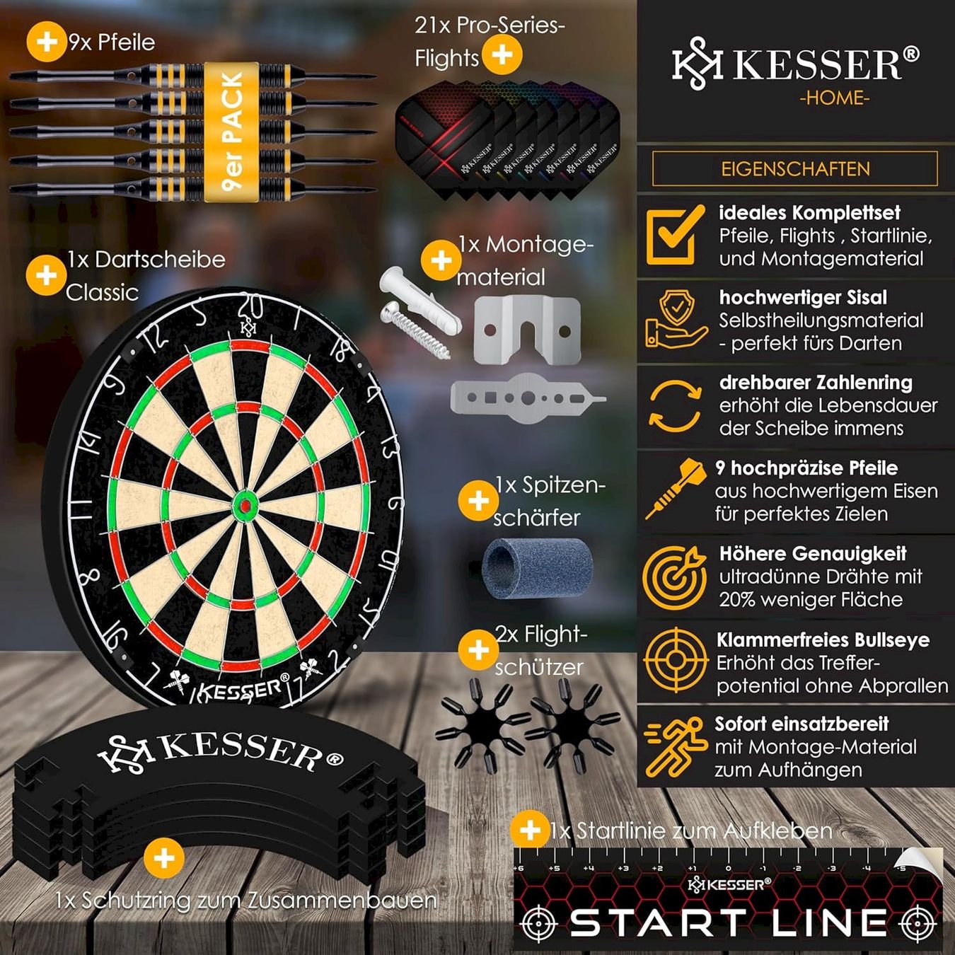 Freccette: KESSER Dartscheibe Steeldarts SET – Nuovo e nell'imballaggio originale da Bottighofen venduto da zaap 1