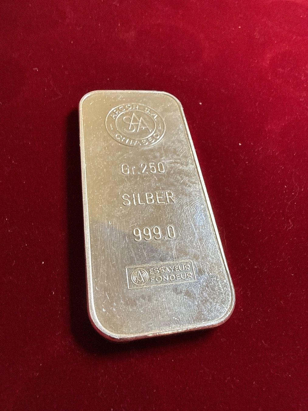 Metalli preziosi: 250 Gramm Silberbarren – Usato da Derendingen venduto da iven70