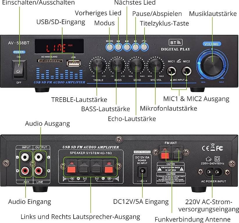 Amplificatori: LiNKFOR Audio Stereoverstärker, Bluetooth Audioverstärker – Nuovo (secondo la descrizione) da Kreuzlingen venduto da Best-Deal-Oase 1