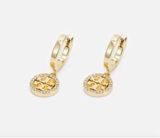 *Tory Burch MILLER PAVE HUGGIE HOOP EARRING - Ohrringe