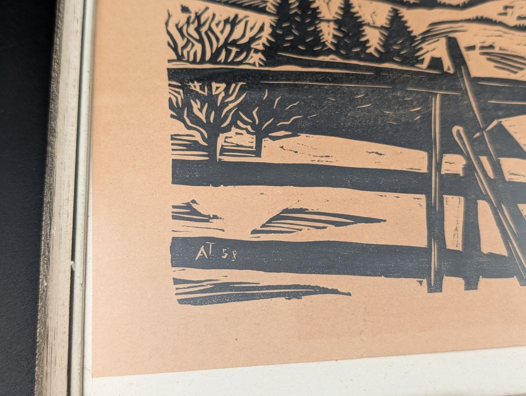 Xilografie: Grafik Winterlandschaft A. Tobler 1958 – Usato da Wiezikon b.Sirnach venduto da Romsche 6