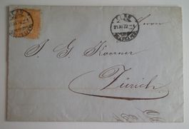 1872 Faltbrief Kantonalbank von Bern m. Borderau nach Zürich