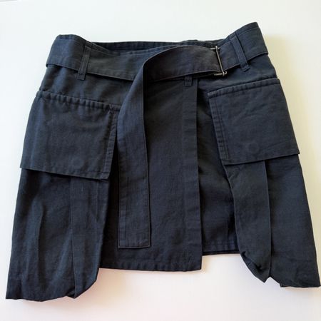 Ann Demeulemeester Archive Black Cotton-Linen Wrap Skirt