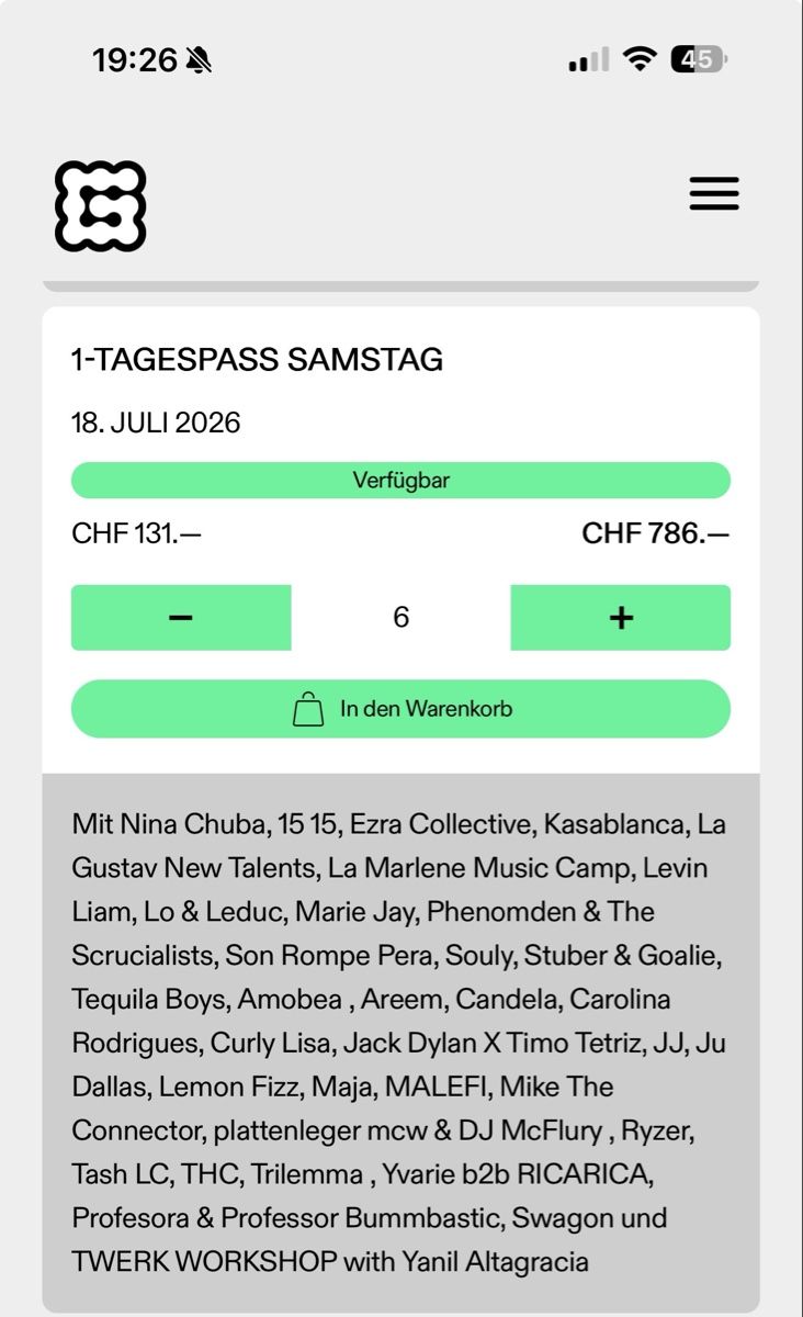 Billets: Gurtenfetival tickets – Neuf (Voir description) à Gerlafingen par bon_92dc