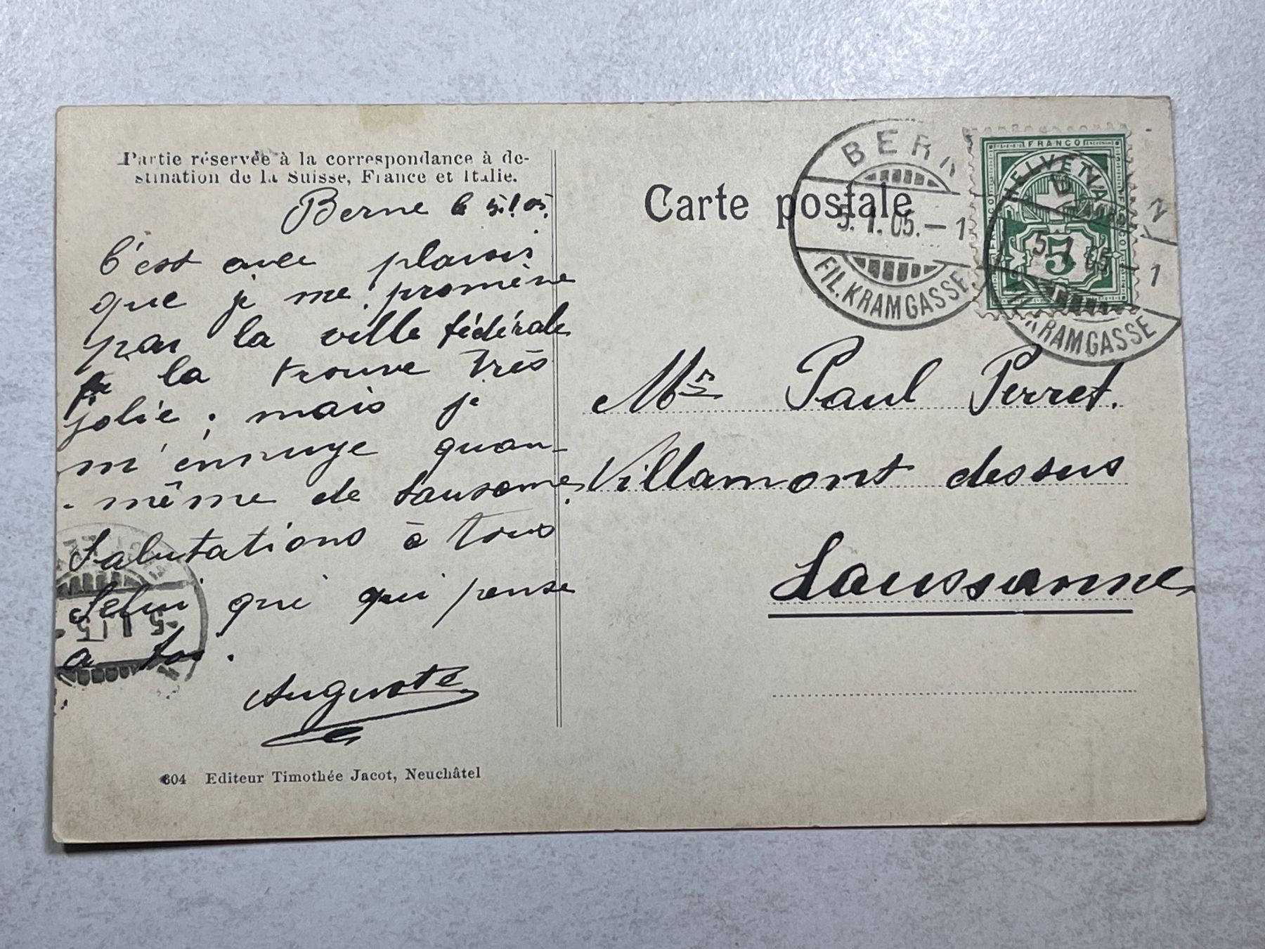 Cartoline postali: Alte Ansichtskarte von Bern, um 1913 – Usato da Strengelbach venduto da Aschatan5 1
