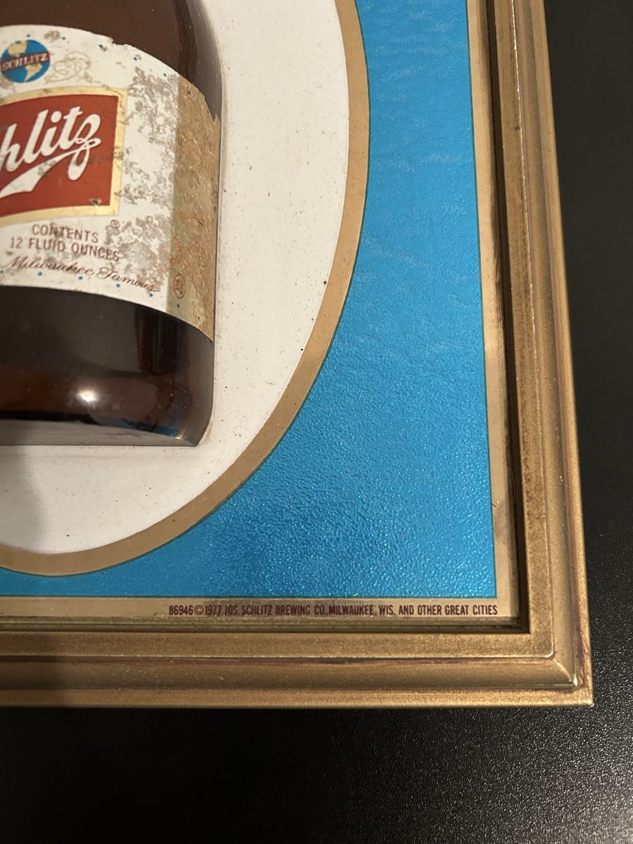 Insegne: Schlitz Werbeschild, Vintage Bierschild – Usato da Schliern b. Köniz venduto da Trebesch 3