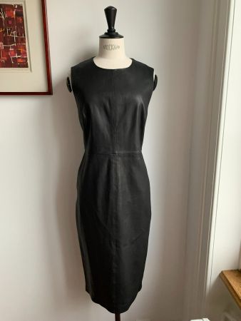 SAKS FIFTH AVENUE: Neues edles schwarzes Leder-Kleid, M