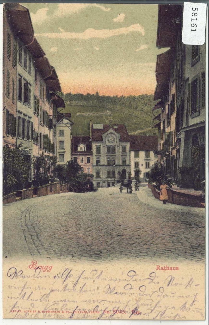Ansichtskarten: Brugg - Rathaus - animee - Litho – Gebraucht aus Ettingen von Kartenplanet