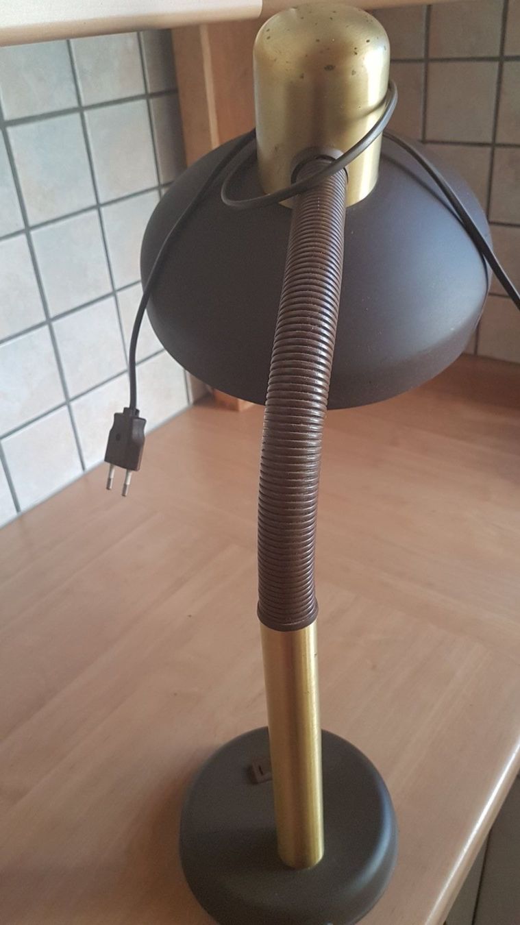 Lampade: Lampe de bureau vintage dorée et marron – Usato da Villiers venduto da san_jn5w 9