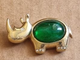 Ultima Ediziono Brosche Nashorn mit grünem Stein 🦏.