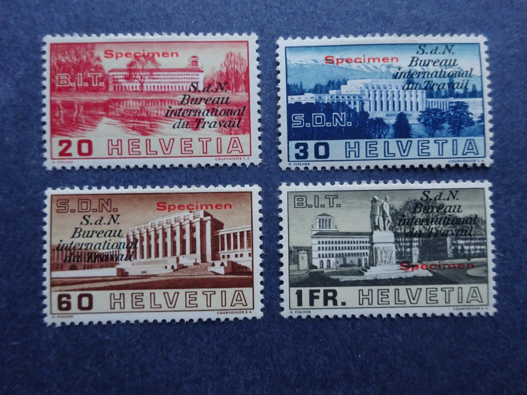 Tutti i francobolli: 1938 BIT 49 - 52 SPECIMEN postfrisch* – Usato da Appenzell-Steinegg venduto da adi1975 1