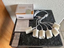 6 neue LED Teelichter mit Timer+Fernbedienung USB Ladung