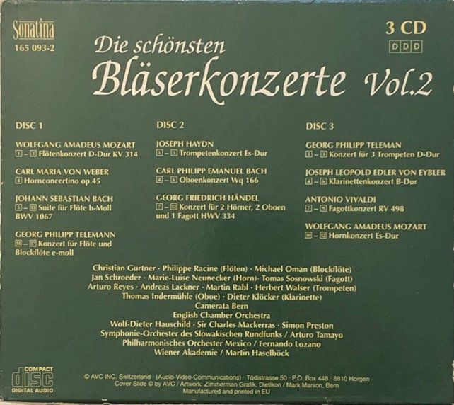 CD: Die schönsten Bläserkonzerte - Vol. 2 (3 CDs) – Usato da Grüningen venduto da azulblanco 1