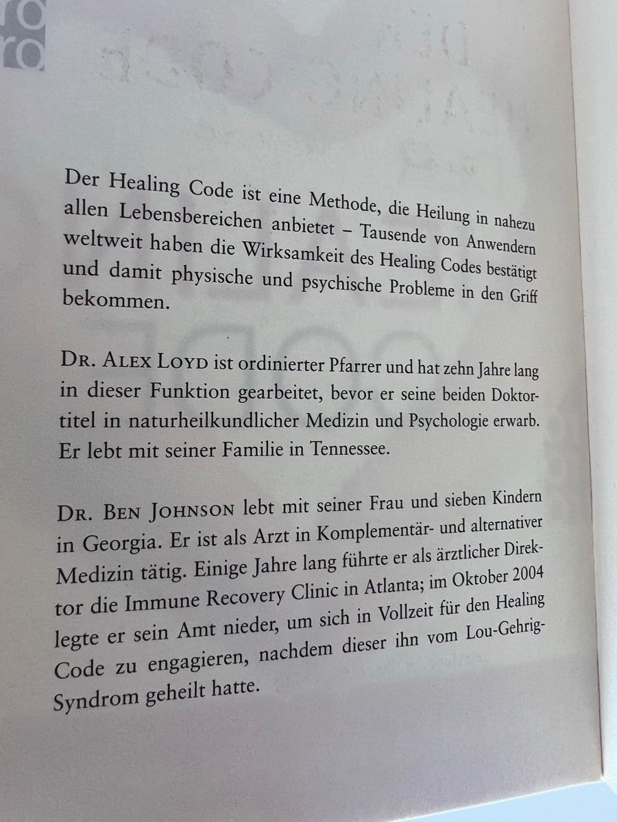 Livres: Der Healing Code: Die 6-Minuten-Heilmethode -Top Zustand! – Neuf (Voir description) à Oberhofen Thun'see par SwissTreasure 2