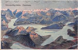 Vogelschau-AK: Vitznau-Rigi-Bahn, Panorama, um 1920
