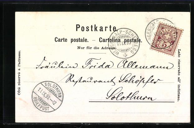 Cartoline postali: Litho Scheidegg, Ortsansicht und Rinderh – Usato da Berlin venduto da bartko-reher 1