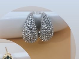 Glitzernde Ohrstecker, neuwertig - Blickfang für den Winter!