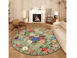 Runder Teppich, weich, rutschfest 160cm, Boho vintage Blumen