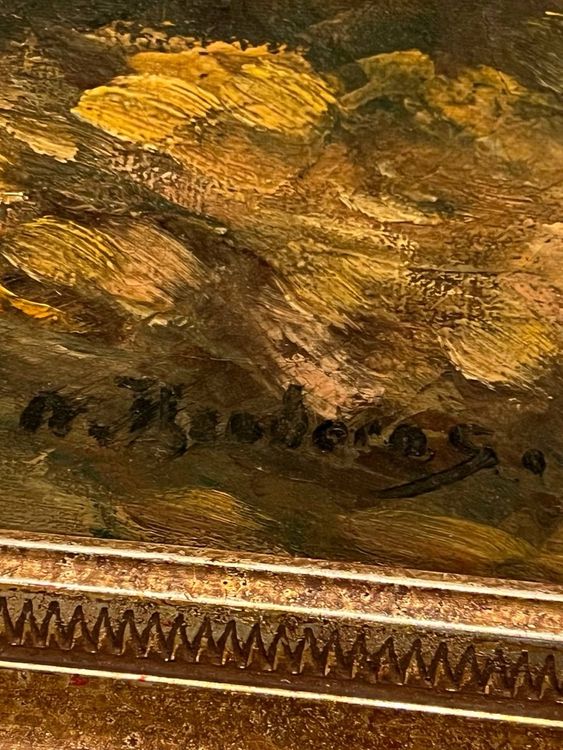 Ölgemälde Fischerboot am See antikes Bild Signiert (135) (Gebraucht