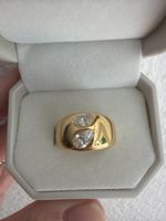 Ring yellow gold two diamonds 1.20ct pear oval