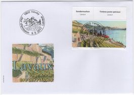 Lavaux Zusammenhängend mit TAB oben auf illustriertem FDC