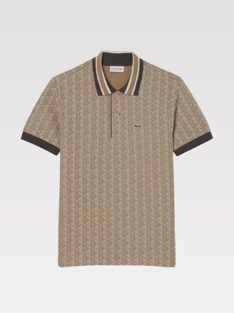 Polo Lacoste homme monogramme beige