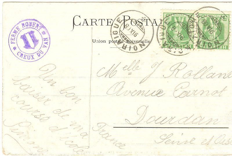 Cartoline postali: Creux-du-Van - La Ferme Robert +1916 – Usato da Emmenbrücke venduto da teestube 1