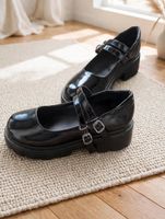 Schwarze Mary Jane Plateau Schuhe Gr. 39 